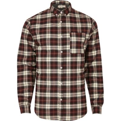Red check casual shirt